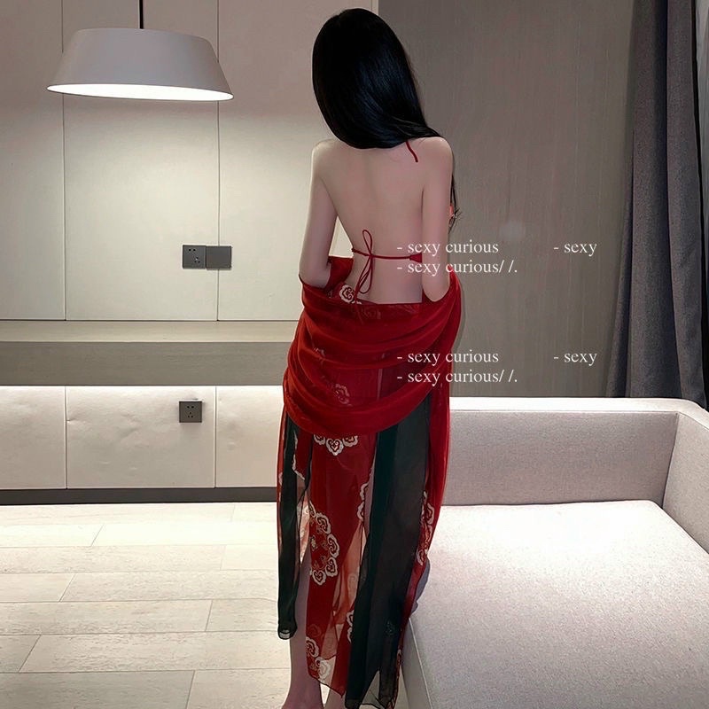Tặng kèm chip - Váy ngủ + yếm + khăn voan hoạ tiết công cosplay quyến rũ CT05