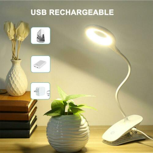 Led Usb Clip On Desk Lamp Rechargeable Memory Bed Read Light Study Table F5L3