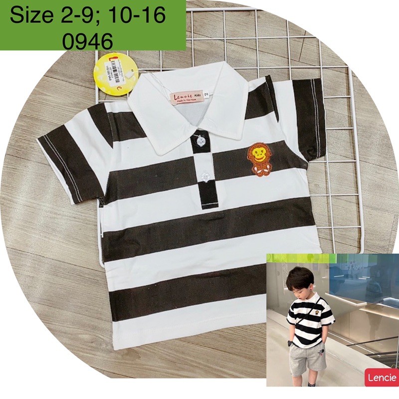 ÁO THUN CỔ BẺ SỌC NGANG SIZE 8-33KG