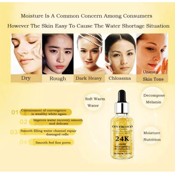Serum gold 24k covercoco london, tinh chất vàng 24k chống lão hóa làm sáng da hiệu quả - VyVy Store