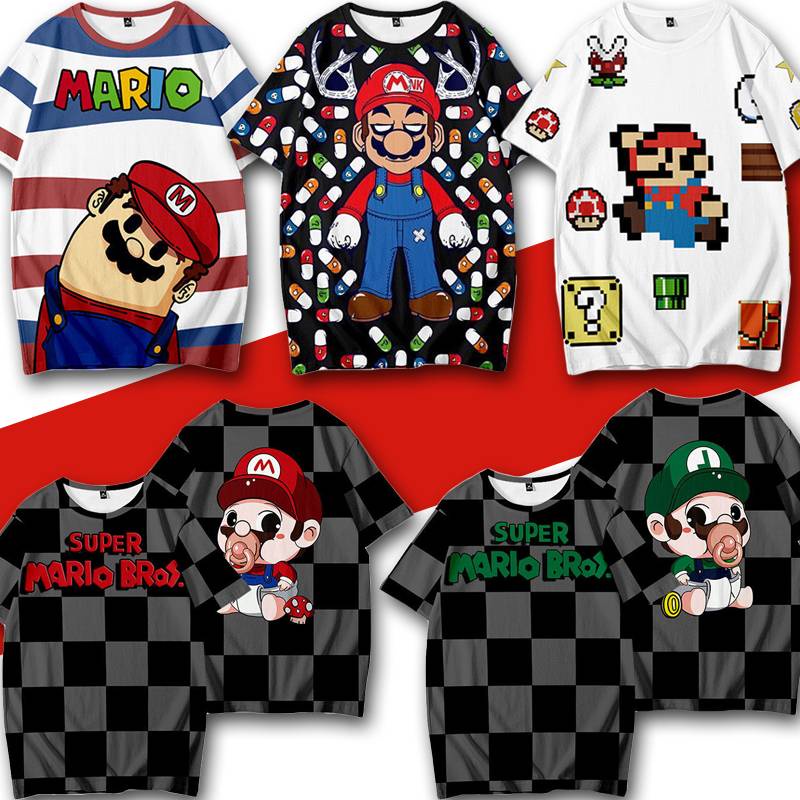 Áo Thun Tay Ngắn Dáng Rộng In Hình Super Mario Bros Thời Trang Cho Cặp Đôi