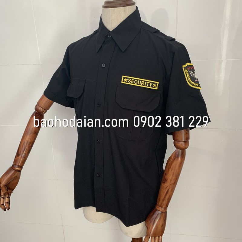 Áo bảo vệ, vệ sĩ màu đen vải kate ford thấm hút mồ hôI (kèm 2 logo)