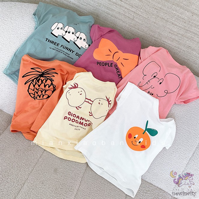 Đầm thun in họa tiết hoạt hình phong cách Hàn Quốc thời trang mùa hè cho bé gái