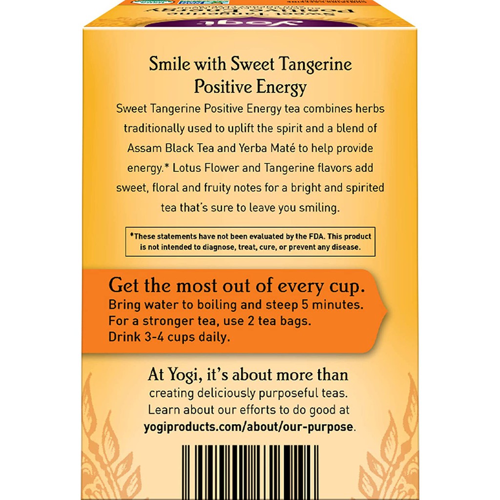 [Yogi] Trà Hữu Cơ Hỗ trợ Nâng Cao Tâm Trạng và Năng Lượng Tích Cực - Yogi Tea Sweet Tangerine Positive Energy Tea