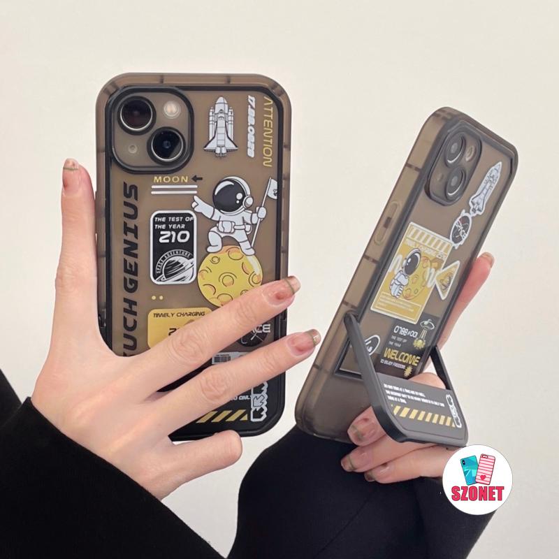 Ốp Điện Thoại Mềm Chống Sốc In Hình Phi Hành Gia Hoạt Hình Có Giá Đỡ Cho iPhone 14 13 12 11 Pro Max XS XR X 8 7 Plus