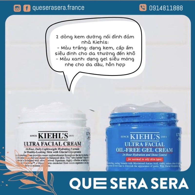 Kem dưỡng Kiehl's Ultra Facial Cream cho da khô và Ultra Facial Oil-free Gel Cream cho da dầu