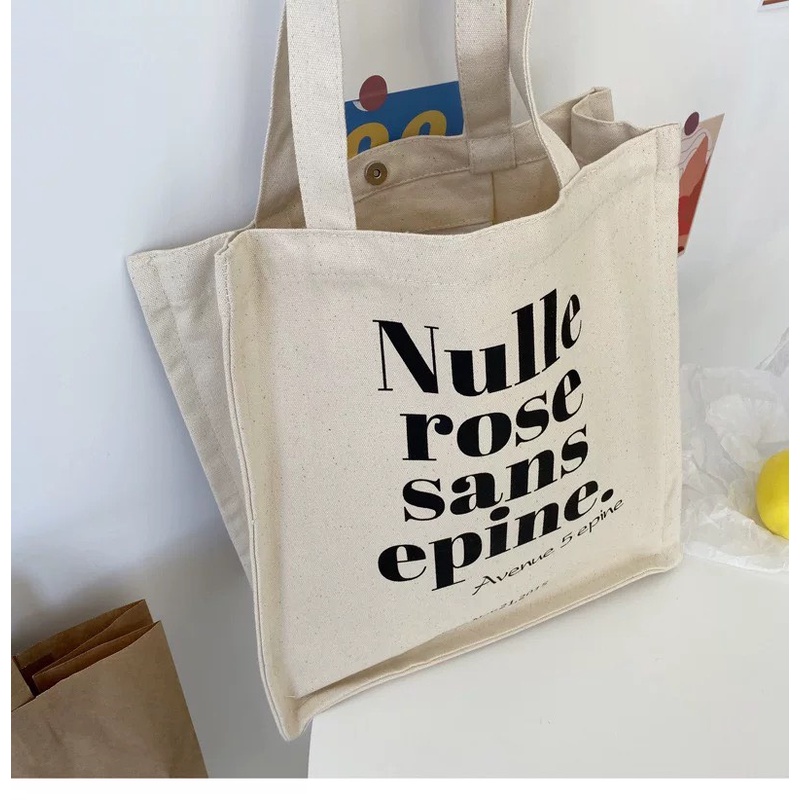 Túi tote Hazin vải canvas ulzzang unisex hoạ tiết đa dạng in chữ có cúc bấm miệng ngăn phụ nhỏ HZ06