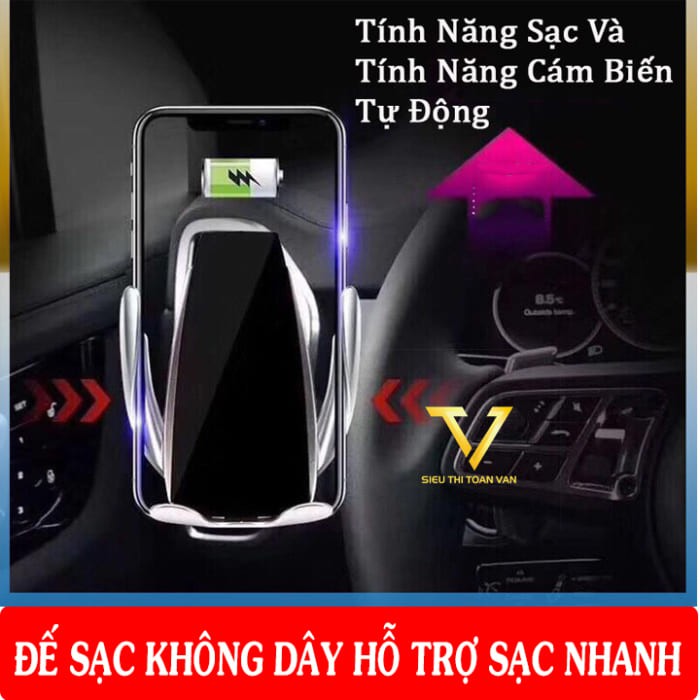 Sạc không dây kiêm giá đỡ trên ô tô-Cảm biến tự động