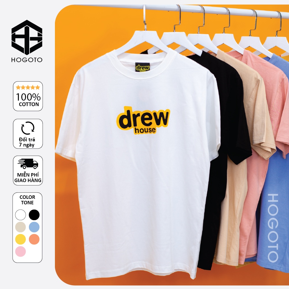 Áo thun tay lỡ DREW House Hogoto shop , Áo thun unisex nam nữ form rộng oversize chất liệu Cotton