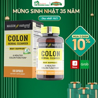 Viên Đại Tràng Colon Herbal Cleanser Mason Natural – Hỗ Trợ Điều Trị Viêm Đại Tràng, Tăng Thải Độc (Hộp 100 viên)