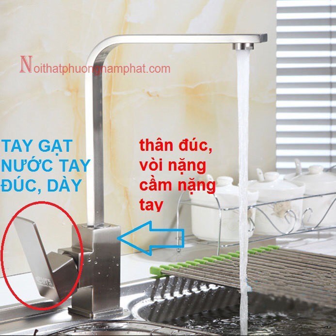 [HÀNG ĐÚC LOẠI 1] Vòi Rửa Chén Bát Nóng Lạnh INOX 304 N4003 NA.GRAND đủ bộ HÀNG BAO XÀI ĐỔI MỚI 1 NĂM VÒI CHÉN VUÔNG A1