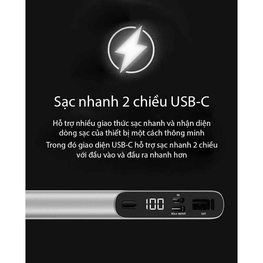 [BH 1 đổi 1 - 12 tháng] Sạc dự phòng cao cấp P2 10.000 mAh