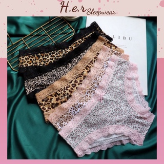 Quần Lót Nữ Thun Lạnh Viền Ren Họa Tiết Beo Cao Cấp, Mềm Mại QR02 - Her Sleepwear