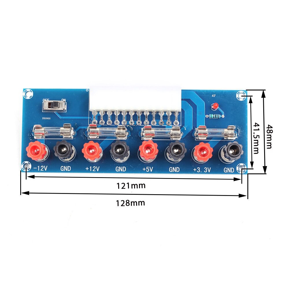 Mạch chuyển đổi nguồn máy tính ATX sang nguồn đa năng 3.3V 5V +12V -12V có cầu chì đèn báo công tắc ON OFF