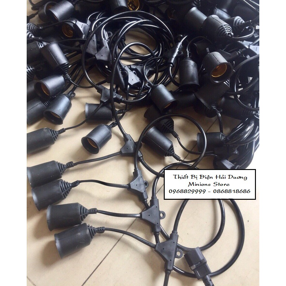 Bộ dây đui đèn thả trang trí chống nước ngoài trời IP65 TN121 có phích cắm và đầu nối nhiều bộ - Bảo hành 12 tháng