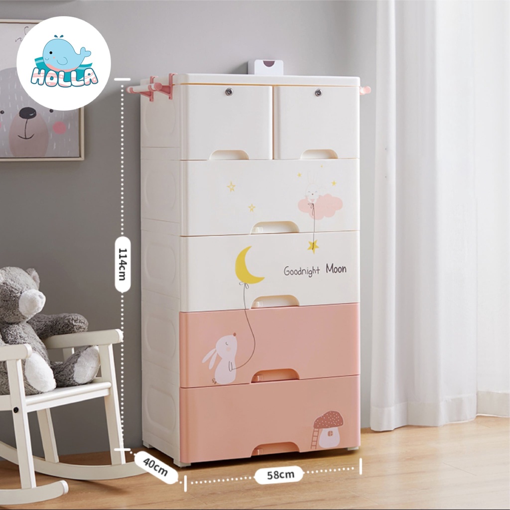 Tủ Nhựa Ngăn Kéo 5 Tầng Holla - Tủ Gấu Thỏ 5 Tầng Sasa Lubi - Finley 0072