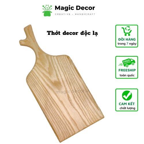 Thớt gỗ decor Magic đựng đồ ăn trang trí tay cầm cành cây sang trọng chất liệu gỗ tần bì tự nhiên cao cấp