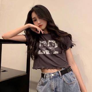 Áo Croptop In Hình Hoạt Hình Size S-2Xl Phong Cách Hàn Quốc Cho Nữ