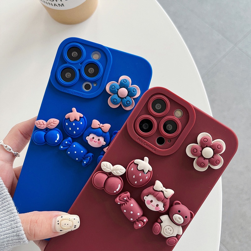 Ốp lưng iphone cạnh vuông bảo vệ camera gắn hoa 7plus x xsmax 11 11promax 12 12pro 12promax 13 13pro 13promax DT13