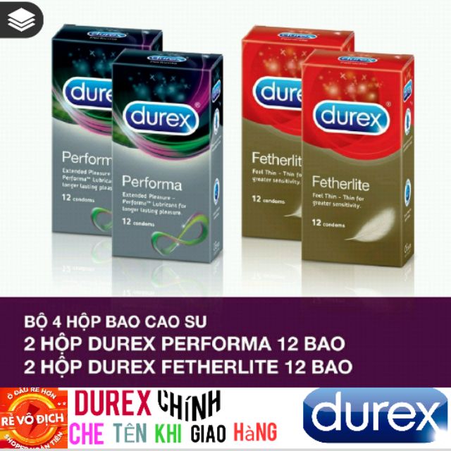 4 hộp durex FERFOMA + FETHERLITE (48 CHIẾC )