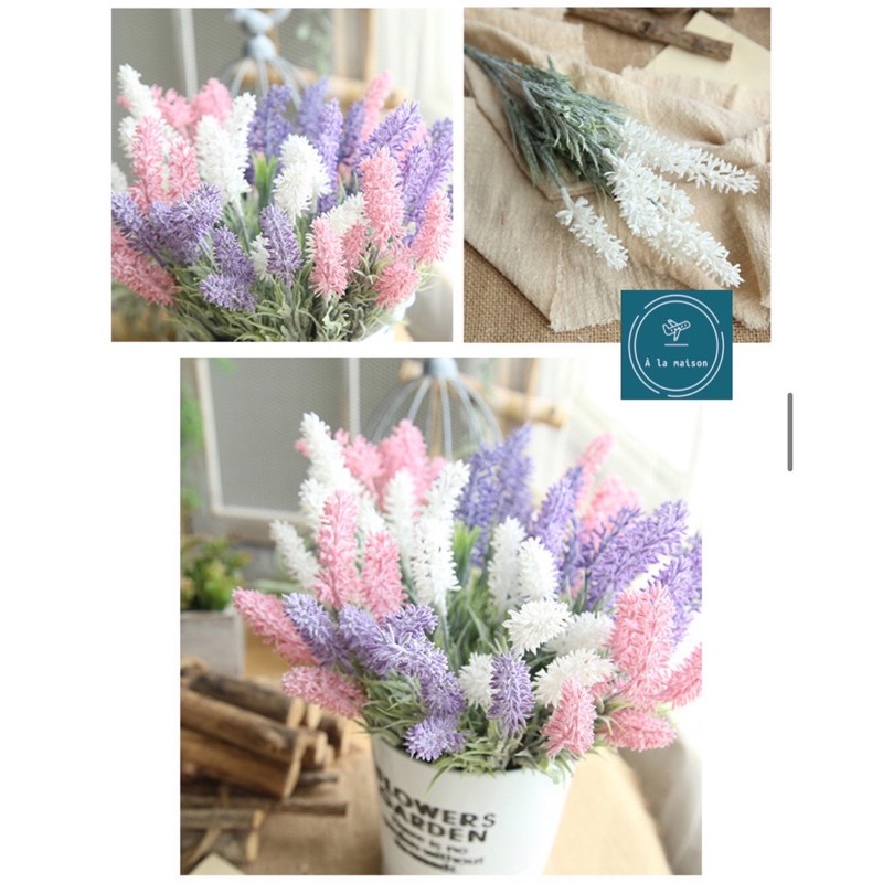 Cụm hoa lavender cao 33cm trang trí nhà cửa, hoa cưới, hoa cô dâu