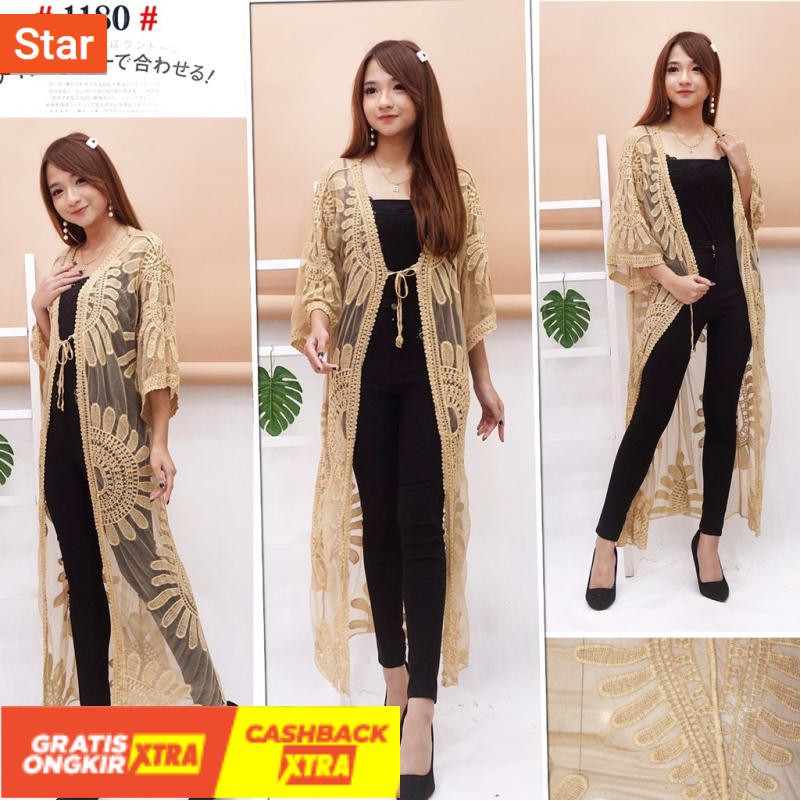 Áo Khoác Cardigan Dáng Dài Phối Ren Phong Cách Hàn Quốc Thời Trang Đi Biển Cho Nữ