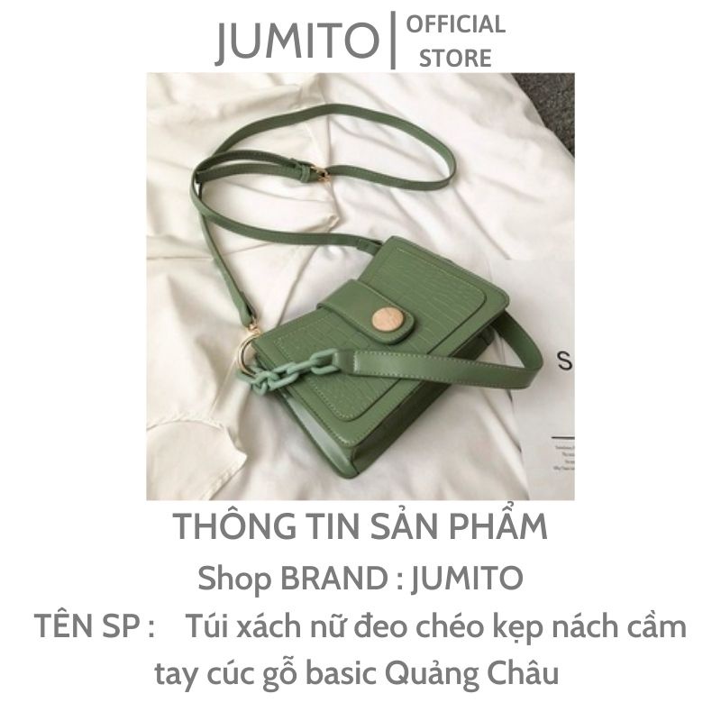 Túi xách nữ đeo chéo kẹp nách cầm tay cúc gỗ basic Quảng Châu JUMITO SB100