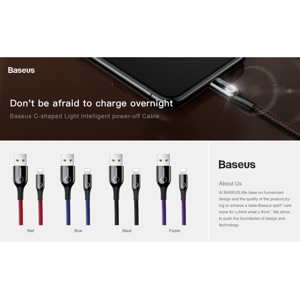 Cáp sạc thông minh tự ngắt khi sạc đầy pin hãng Baseus  chuẩn Lightning