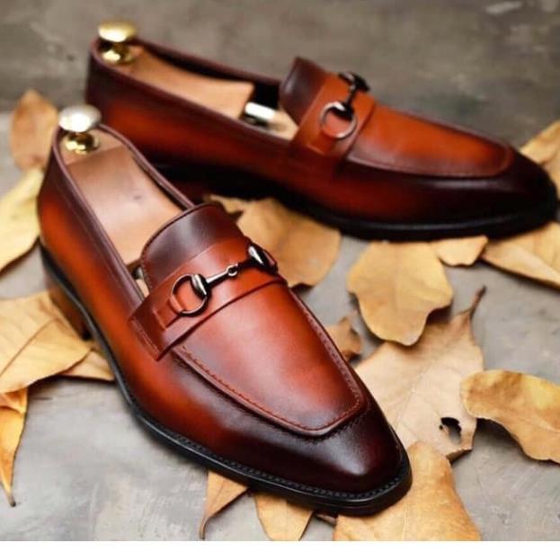 Giày lười nam cao cấp da bò thật bảo hành 1 năm kiểu dáng Horsebit Loafer - Mã T87