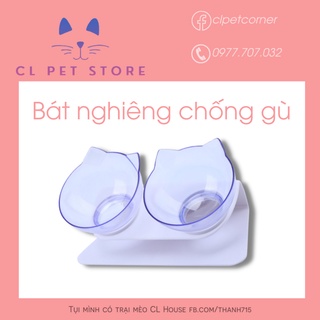 Chén ăn đôi chống gù cho chó mèo