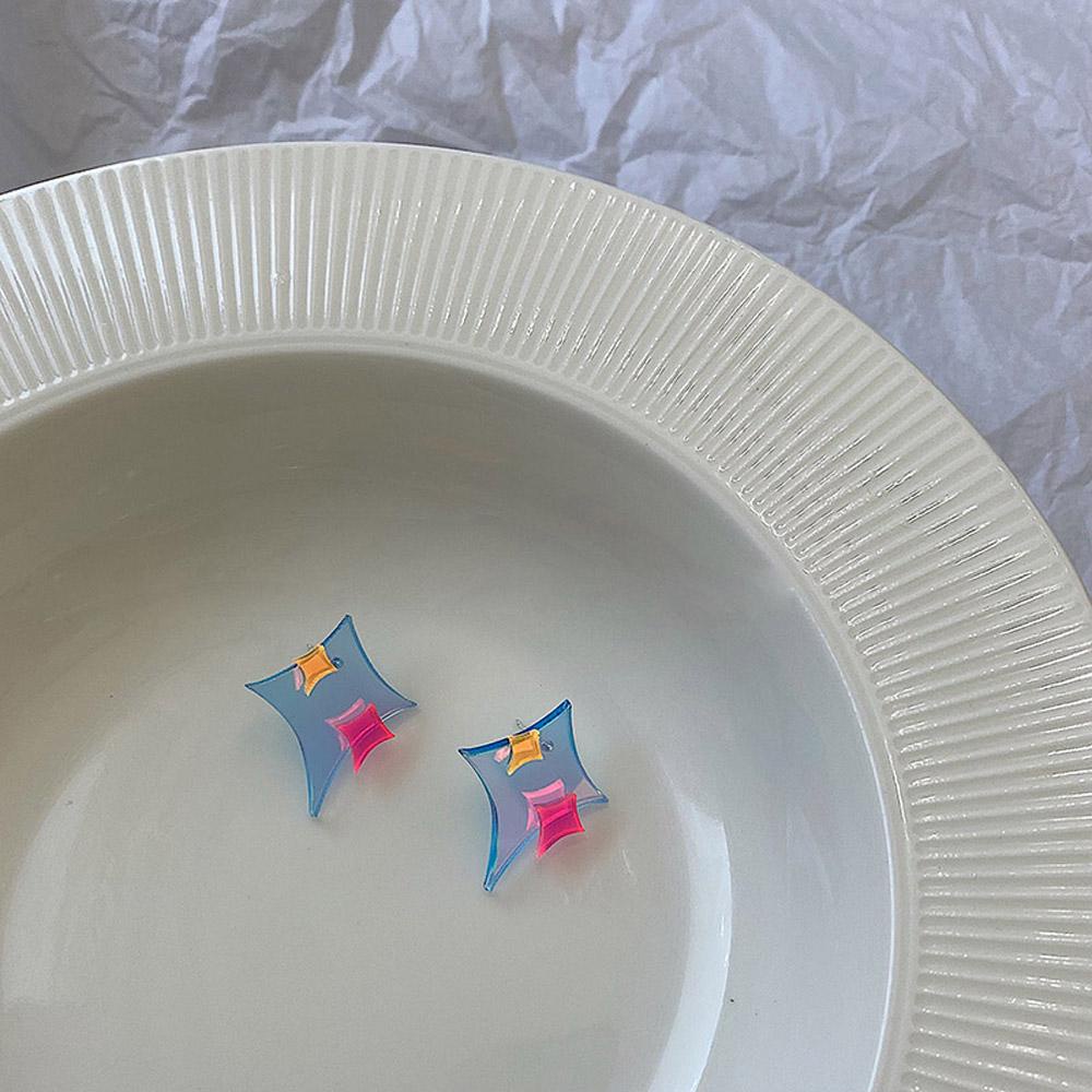 USNOW Khuyên Tai Hình Học Trong Suốt Phong Cách Retro Mùa Hè Cho Nữ