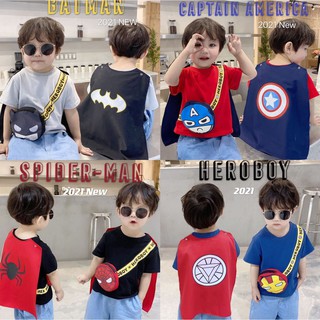 Áo thun màu đen bé trai mẫu người nhện