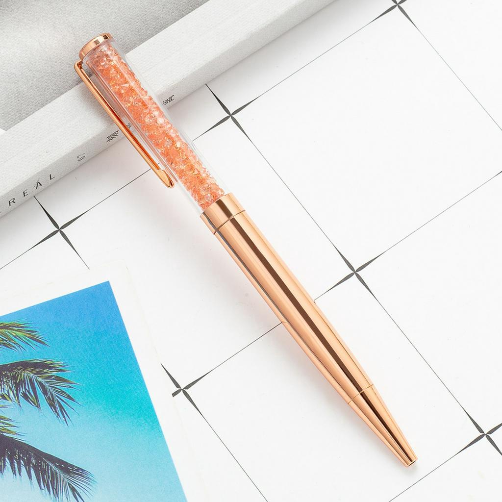 Bút bi viết mực bằng kim loại thiết kế pha lê kim cương sáng tạo