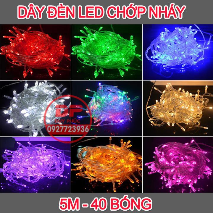 ĐÈN LED DÂY CHỚP NHÁY TRANG TRÍ 5M-40 BÓNG - NHIỀU MÀU