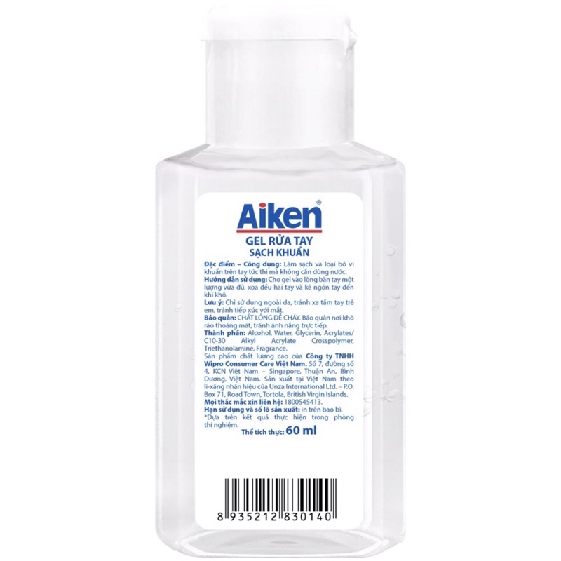 Gel Rửa tay Aiken sạch khuẩn 60ml-100ml | BigBuy360 - bigbuy360.vn