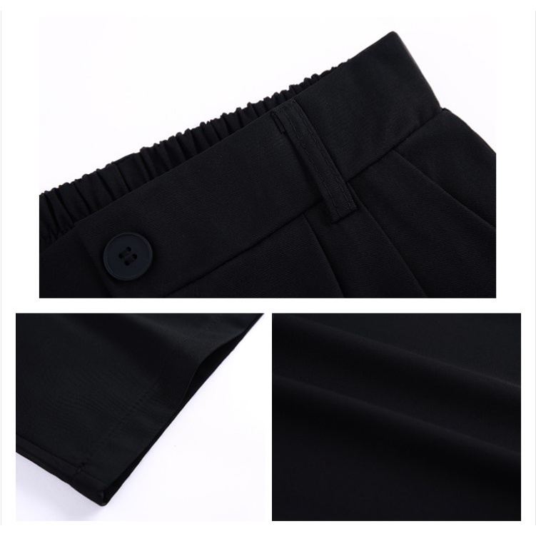 Quần Dài Ống Rộng Lưng Cao Màu Đen Phong Cách Hàn Quốc Thời Trang Mùa Hè Cá Tính Cho Nữ