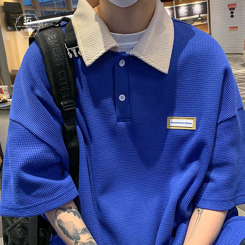 Áo Thun Nam Polo Giả Hai Lớp Dáng Rộng Màu Trơn Thời Trang Phong Cách Hàn Quốc Cho Unisex   Simple   Bigsize áo thun nam cổ be