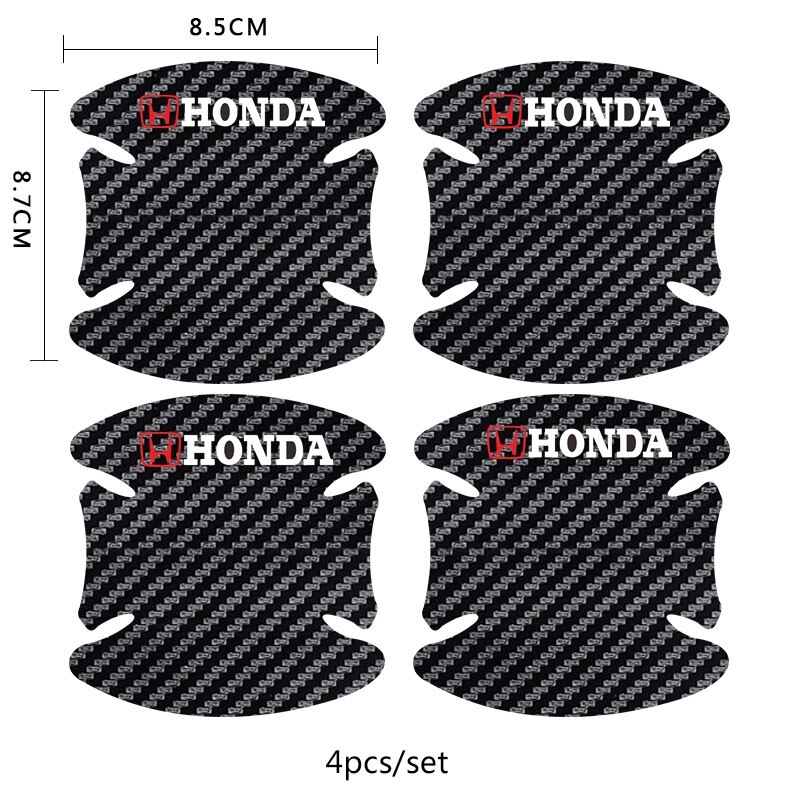 Set 4/ 8 miếng dán sợi carbon bảo vệ tay nắm cửa xe hơi Honda City Civic Brio HRV CRV Accord