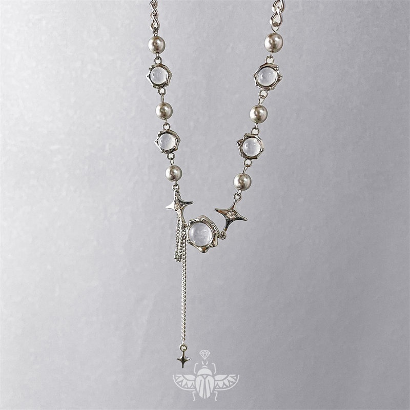 Vòng cổ Chuỗi Hạt Tròn Và Ngôi Sao Trong Suốt Thiết Kế Mặt Dây Tua Rua Thời Trang Cao Cấp Cho Nam 2022