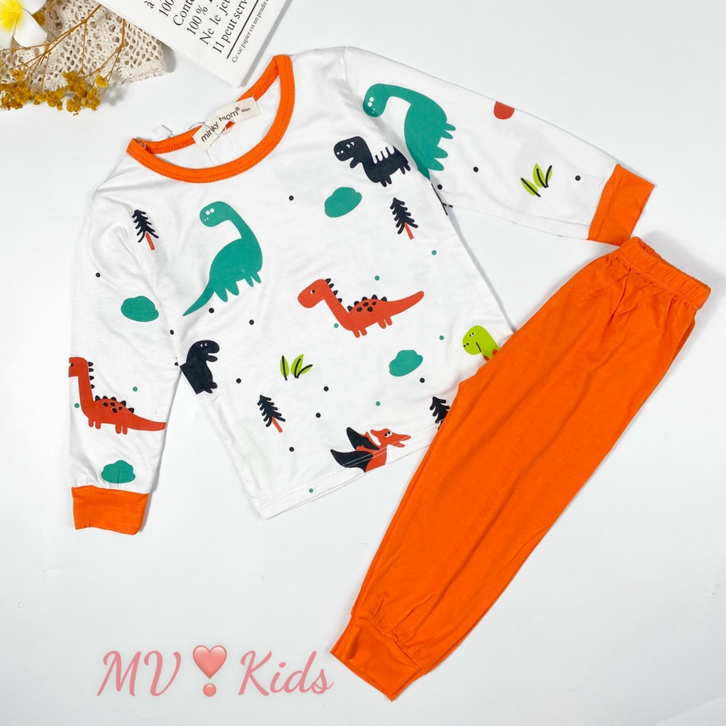 Bộ MINKY MOM Bé Trai Bé Gái 8-20kg Đồ Bộ Dài Tay Vải Thun Lạnh Thoáng Mát Hình Động Vật Bé 0-5 Tuổi Đủ Màu - Favybaby