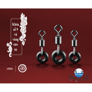 khóa số 9 (4 khóa) + vòng cao su (20 vòng) giảm sock cho câu đài, câu đơn