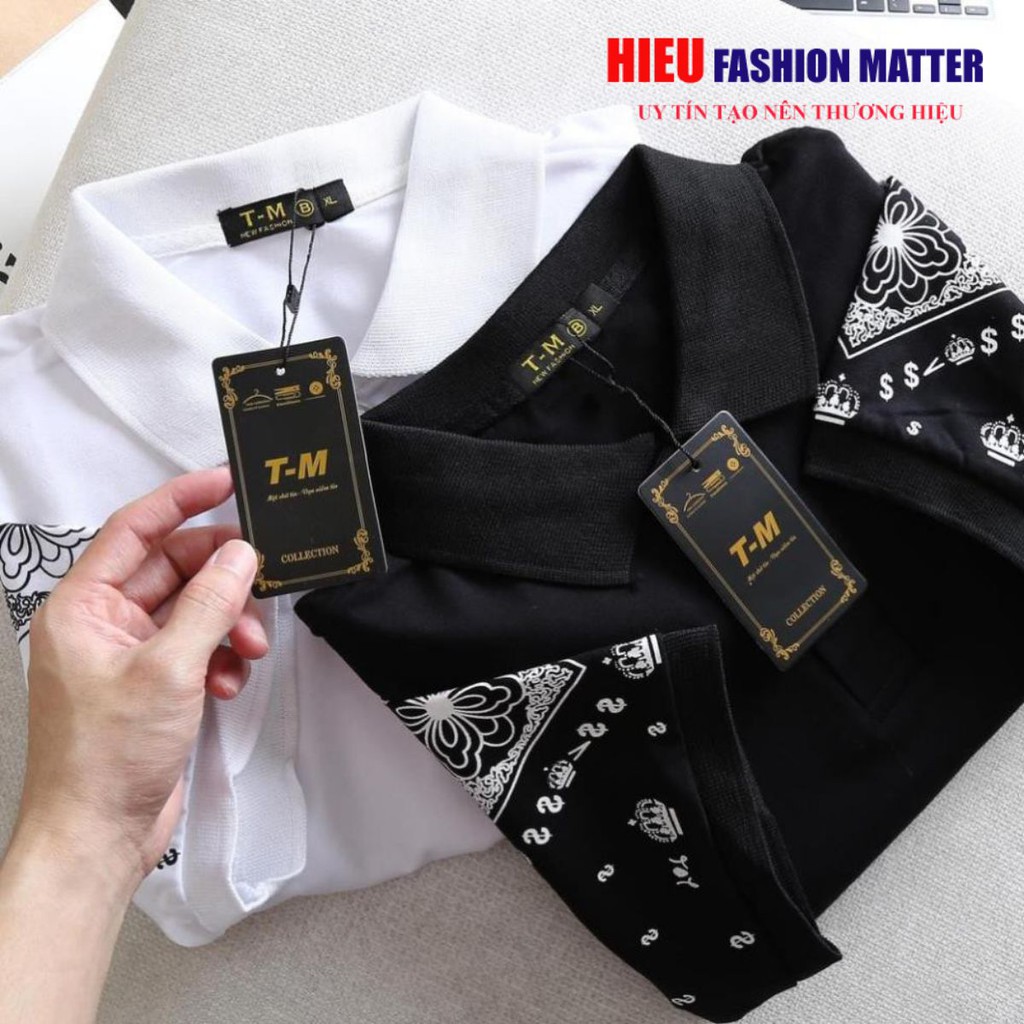 Áo phông Nam Nữ ⚡ FREE SHIP ⚡ Áo polo Dolce Gabbana phối tay họa tiết vương miện 😍😍😍