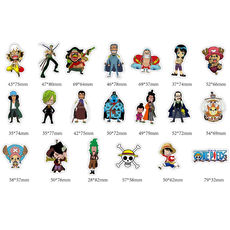 💖[SET 50] STICKER One Piece chống nước sticker dán laptop, điện thoại, đàn guitar, mũ bảo hiểm, đồ dùng cá nhân...