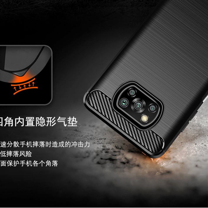 Ốp lưng Redmi Poco X3 NFC Fiber Carbon chống sốc cao cấp, cực bền cực ôm máy