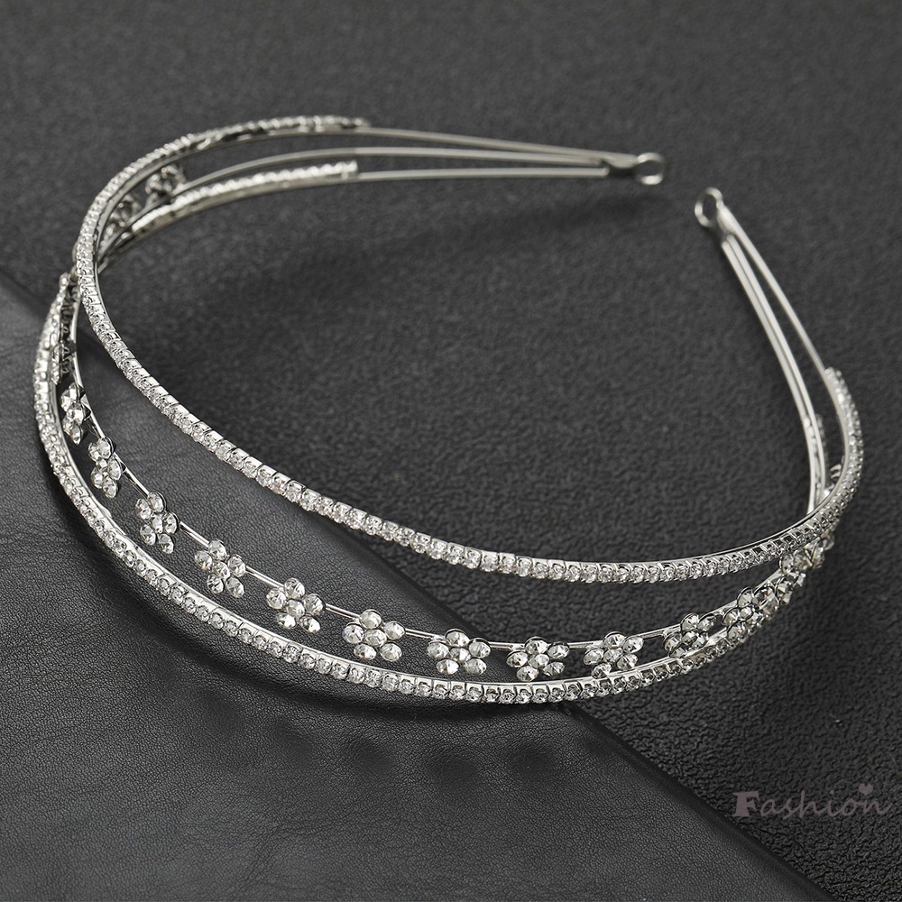 Băng Đô Cài Tóc Đính Đá Pha Lê 3 Lớp Thiết Kế Tối Giản Siêu Bền Cho Nữ