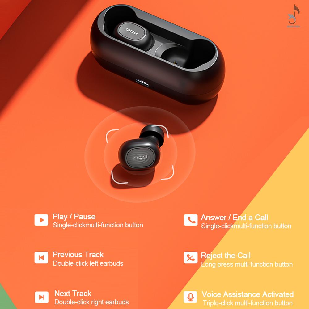 Tai Nghe Nhét Tai Ms Qcy T1C Bluetooth 5.0 Tws Có Mic Kèm Phụ Kiện