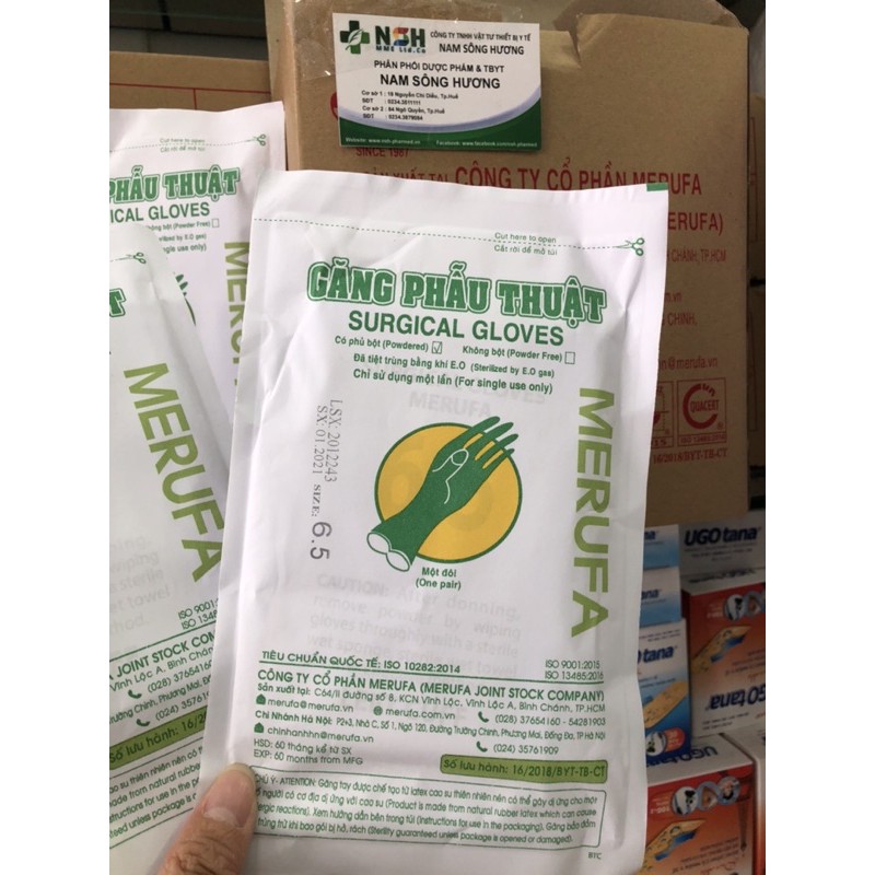 ❤️  Găng tay y tế phẫu thuật tiệt trùng merufa 6.5 7.0 7.5, găng tay y tế phẫu thuật vô trùng MERUFA 6.5 7.0