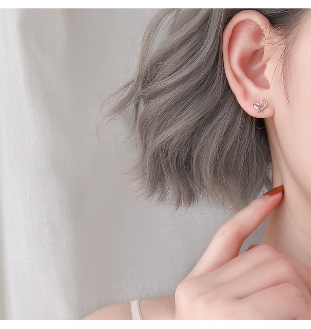 (PHỤ KIỆN BẠC) Khuyên tai bạc trái tim nhỏ - T02