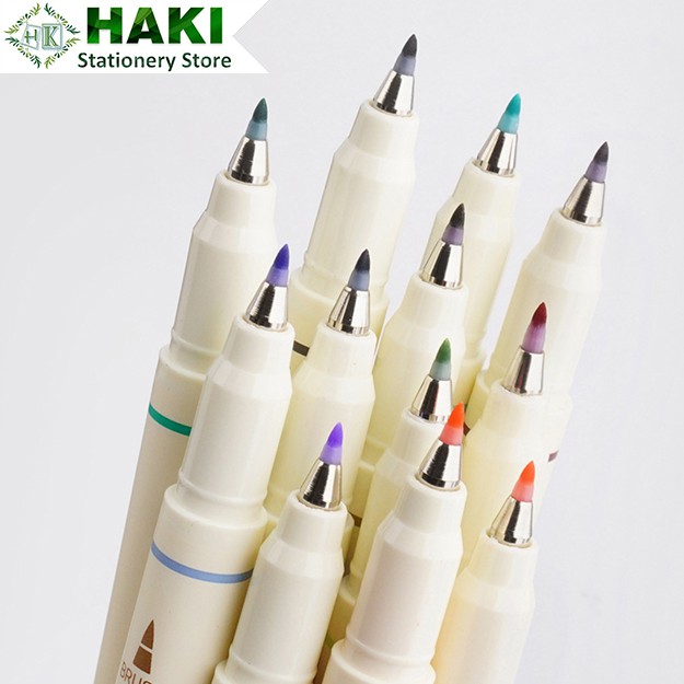 Bút brush viết calligraphy HAKI màu sắc cổ điển, bút lông vẽ trang trí sổ vở DIY B24