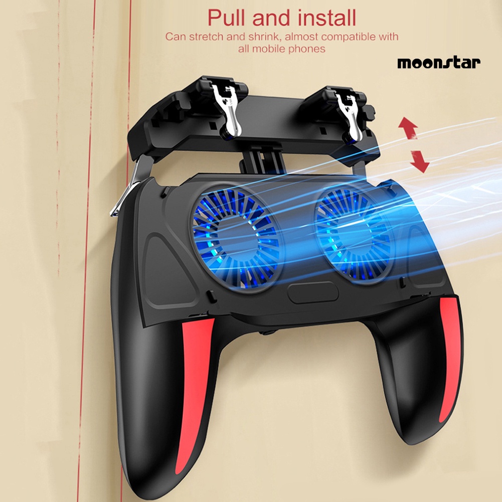 MNmoonstar H10 4-Finger Dual Cooling Fan Wired Game Controller Joystick Gamepad for Phone